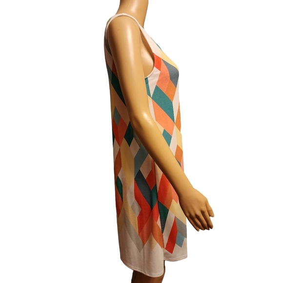 Retro 60s Style Colorful Geo Sleeveless Knit Sweater Dress Size S - Picture 3 of 9